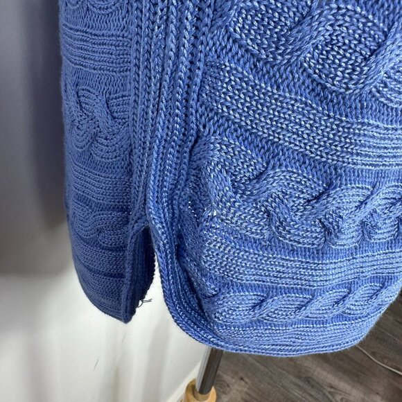 NWT Lauren Ralph Lauren Blue Cotton Blend Boat Neck Cable Knit Sweater XL RP $99 - Picture 6 of 15